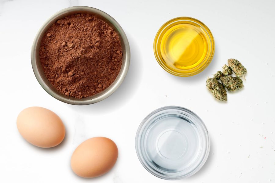 Ingredients for brownie using brownie mix