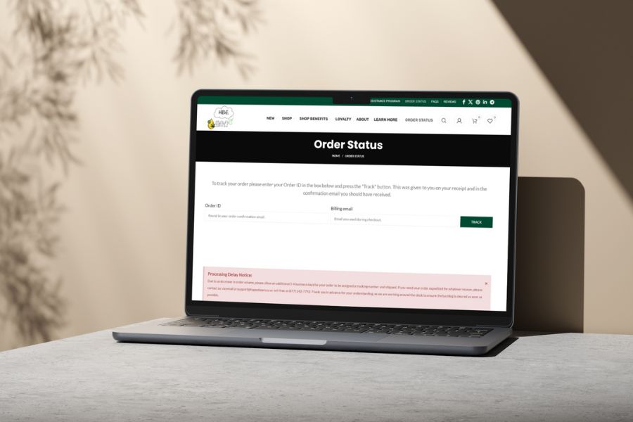 Tracking order on Happy Bears website