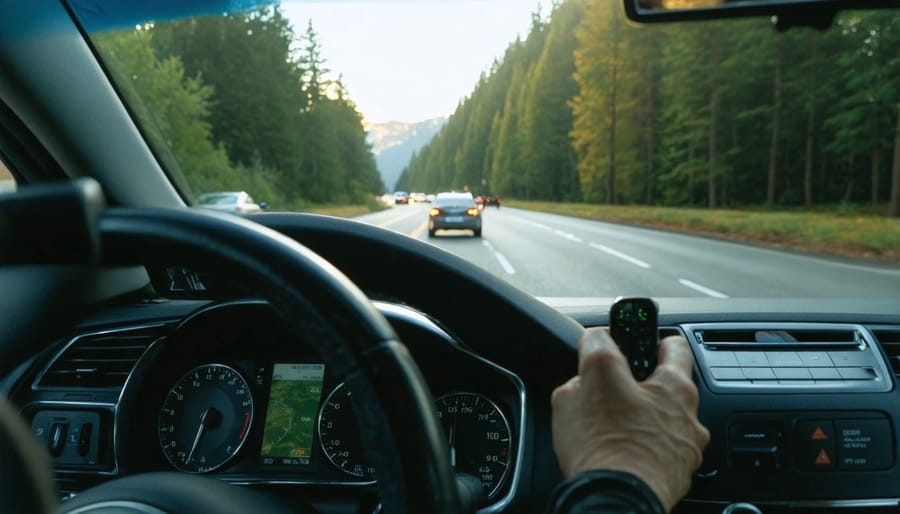 Person arranging alternative transportation on smartphone during evening