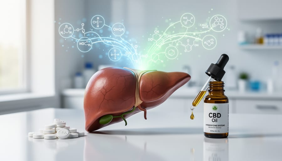 Detailed anatomical model of human liver showing internal structure