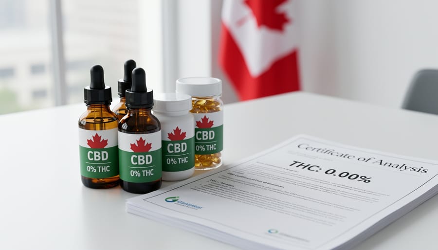 CBD product Certificate of Analysis showing zero THC test results