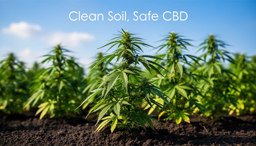 Hemp plant roots in soil showing how plants absorb nutrients and potential contaminants from growing medium