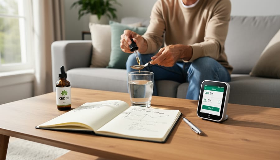 Senior dog resting peacefully with owner providing gentle care at home