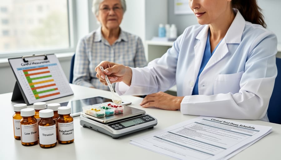 CBD oil dropper dispensing measured dose into glass container