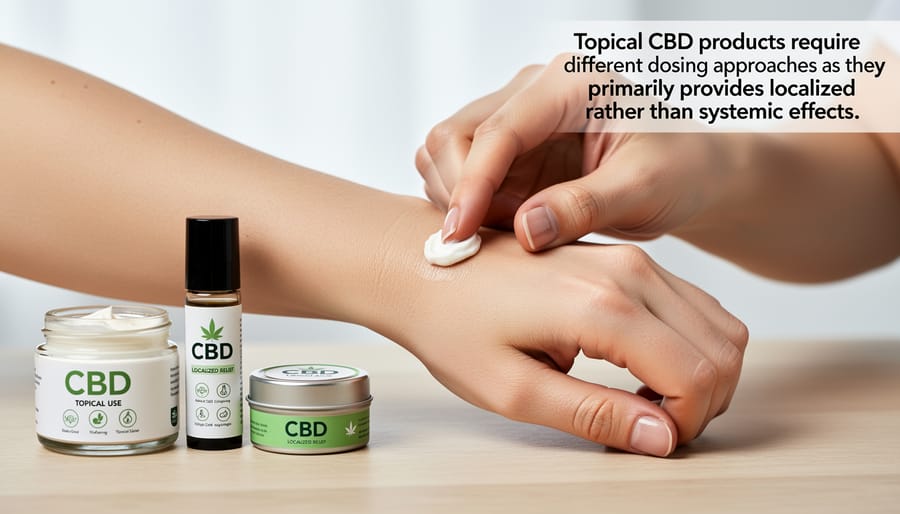 Hand applying CBD topical cream to wrist and forearm