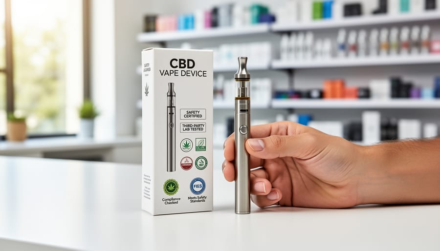 Quality CBD vape device showing safety certification mark