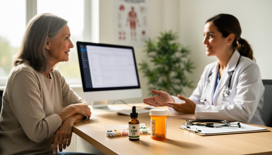 Patient and doctor discussing medical information together in office