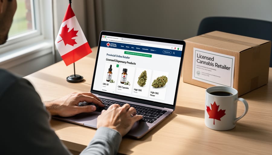 Person researching CBG cannabis products on smartphone at home