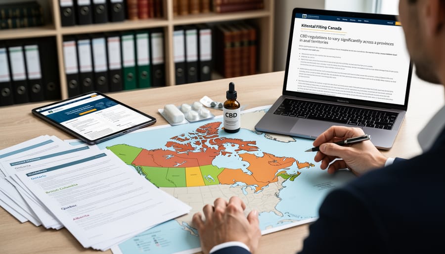 Map of Canada showing provinces and territories with different CBD regulations