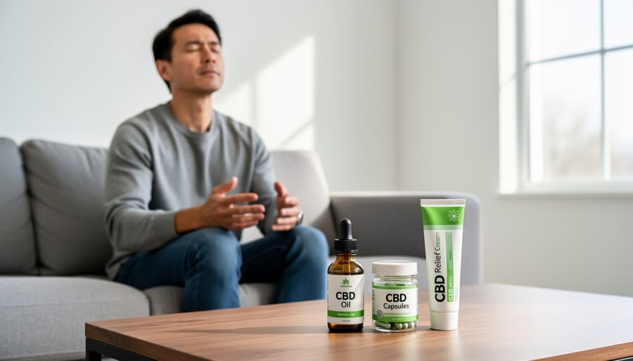 CBD oil dropper and bottle on natural wooden surface