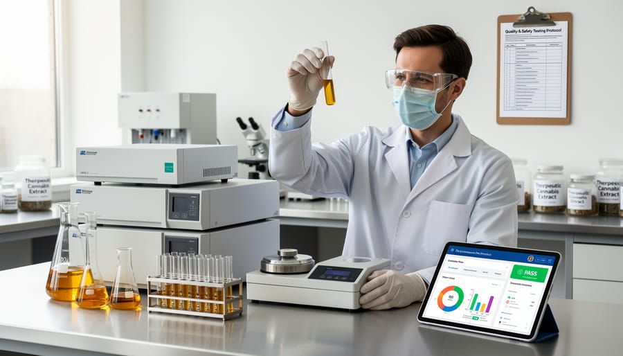 Laboratory technician conducting quality control testing on cannabis extracts