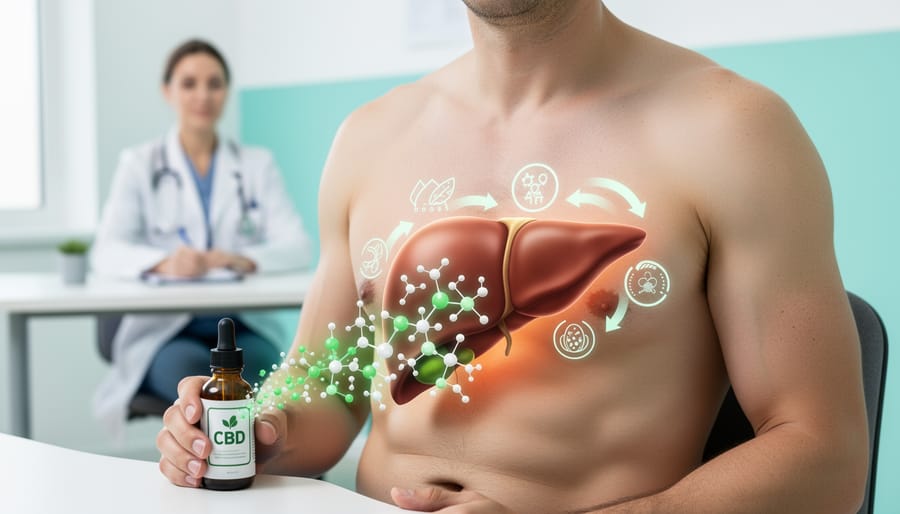 Medical professional holding anatomical liver model in clinical setting